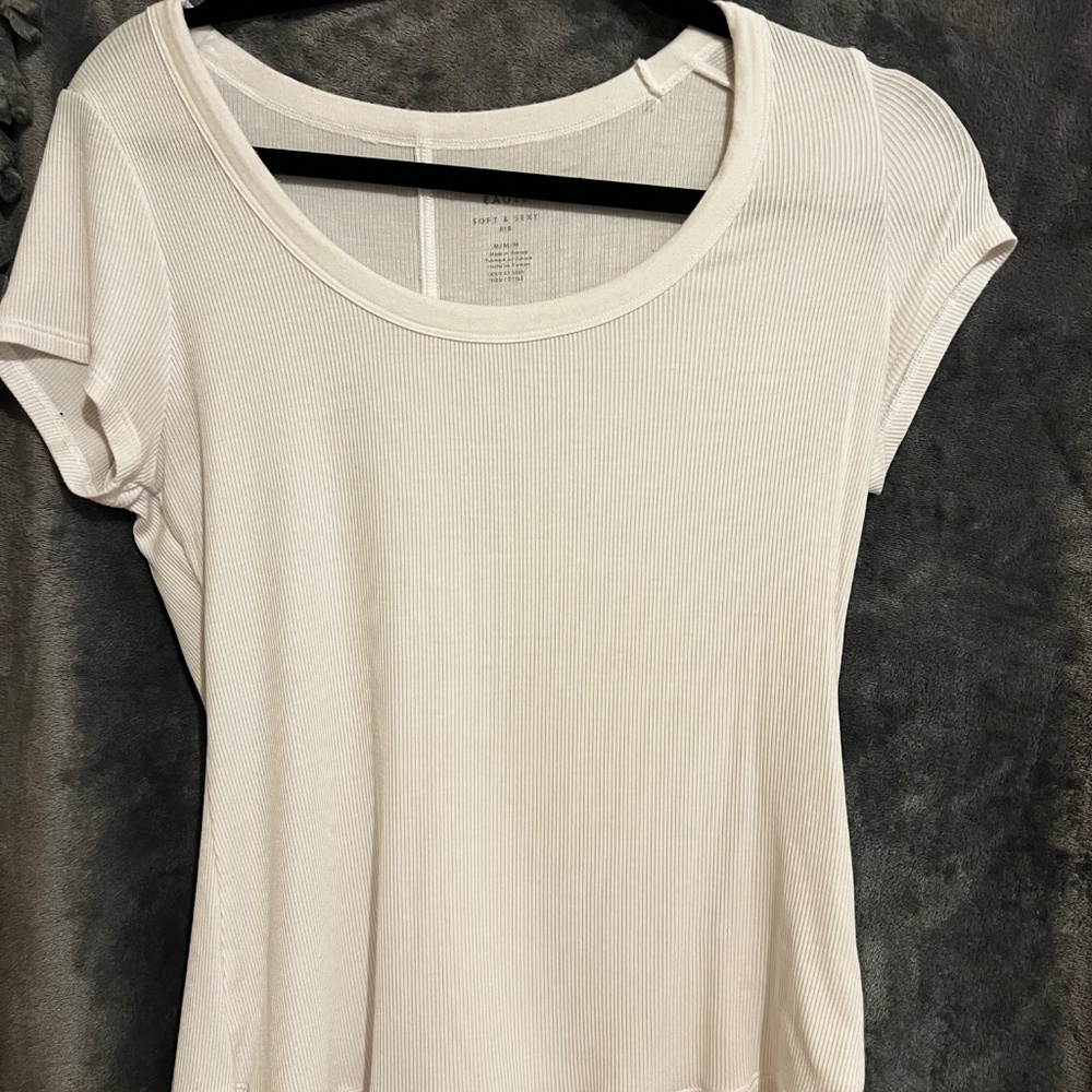 White American Eagle Ribbed Lounge Shirt Size Medium